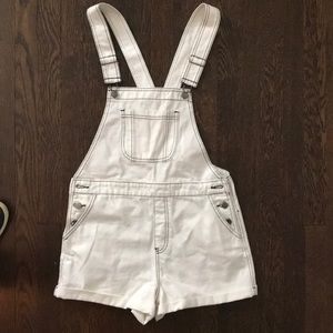 Forever 21 white denim overalls